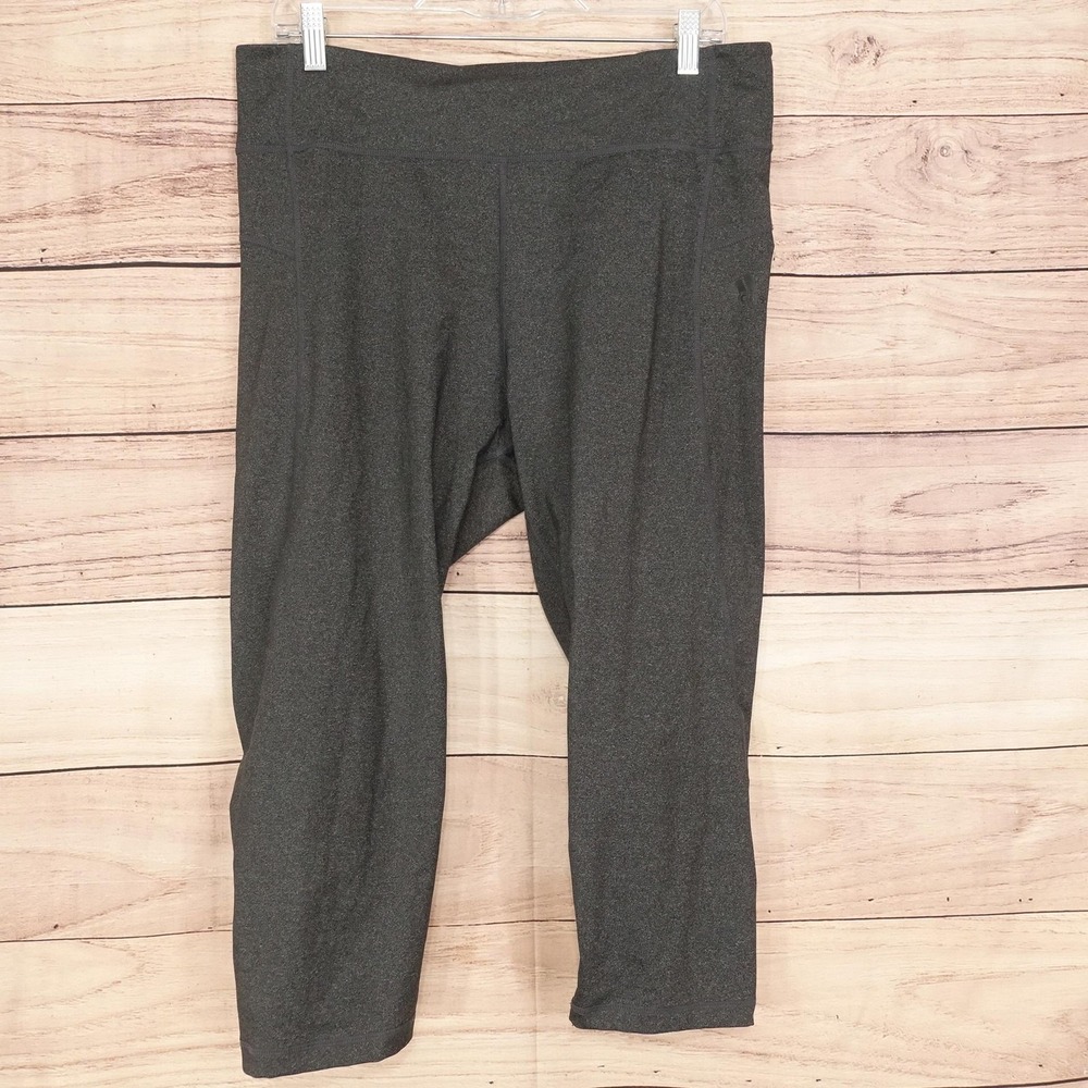 Adidas Leggings Womens XL Gray Climalite High Rise Capri Knit Stretch Yoga